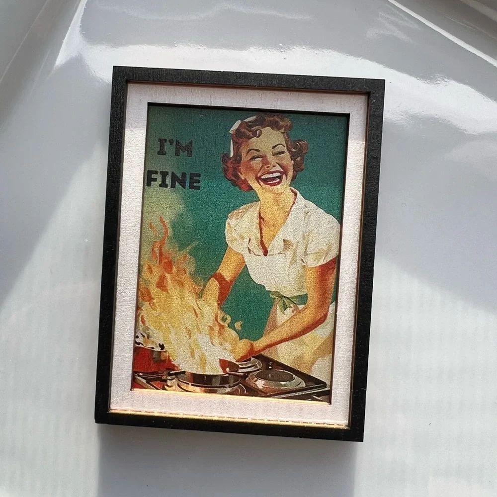 I’m Fine Funny Fridge Magnet Retro Kitchen Humor Vintage Style Decor - Picture 2 of 5